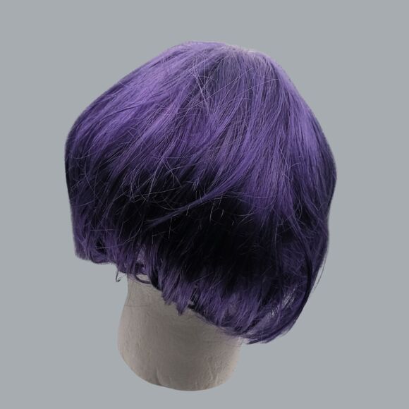 Vibrant Short Purple Synthetic Wig for Cosplay & Costume Parties - Picture 4 of 7